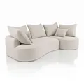 Produktbild: SOFA Tirano Bouclé Creme mit Ottomane rechts