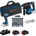 Produktbild: 18V Profi-Set Bohrhammer GBH 18V-22 + Bohrschrauber GSR 18V-45 blau/schwarz, 2x Li-Ionen Akku 4,0Ah, Hammerbohrer- und Bit-Set, Werkzeugtasche