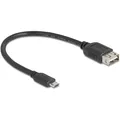 Produktbild: Delock USB 2.0 Kabel EASY USB Typ Micro-B Stecker zu EASY USB Typ-A Buchse 0,2 m (0.20 m, USB 2.0) (81516)