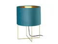 Produktbild: FISCHER & HONSEL LED Nachttischlampe Samt Lampenschirm Türkis Gold, Höhe 32cm, Dimmfunktion, LED wechselbar, Warmweiß, ausgefallen-e Design-er Stofflampe, Tischleuchte mit Metall-Fuß