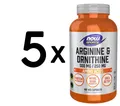 Produktbild: 5 x NOW Foods Arginine & Ornithine, 500/250 - 100 caps (159,90 EUR/kg)