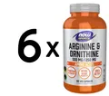 Produktbild: 6 x NOW Foods Arginine & Ornithine, 500/250 - 100 caps (158,25 EUR/kg)