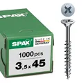 Produktbild: SPAX Universalschraube, 3,5 x 45 mm, 1000 Stück, Kreuzschlitz Z2, Senkkopf, Teilgewinde, 4CUT, WIROX A3J, 0291010350455