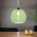 Produktbild: Pendelleuchte Zeitlos BILBAO Chrom Grün Metall Glas E27 Hängelampe Esszimmer Esstisch
