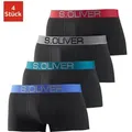 Produktbild: Hipster S.OLIVER, Herren, Gr. S, 4 Stk., bunt (schwarz, blau, schwarz, türkis, schwarz, grau, schwarz, rot), Jersey, Obermaterial: 92% Baumwolle, 8% Elasthan (LYCRA), unifarben, körpernah, Unterhosen, knapp sitzende Boxershorts für Herren aus Baumwoll-Mix