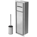 Produktbild: LuxeBath Toilettenpapierhalter Unterputz-Schrankmodul Edelstahl für Klobürstengarnitur befliesbar, Silber 60x20x14 cm Badezimmerschrank mit Toilettenbürste WC Wandnische silberfarben