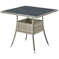 Produktbild: Juskys Gartentisch Yoro, eckig, aus Polyrattan, wetterfest & langlebig, pflegeleicht grau 80 cm x 73 cm x 80 cm