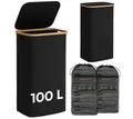 Produktbild: Bellamio Wäschekorb Tolt mit Deckel (Schwarz, 100 L), Wäschebox aus Oxford-Gewebe & Bambus, verfügbar mit 1/2/3 Fächer