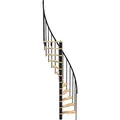 Produktbild: Wendeltreppe 12 Stufen - Erreichbare Höhe 2.47 Bis 3.05m - Schwarze Struktur Und Buchestufe - Durchmesser 140cm - Suon140/nh-12