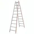 Produktbild: Doppelleiter Hymer Sprossenstehleiter 2x10 Sprossen Spreizsicherung durch 20 mm Perlongurte beidseitig begehbar 402320