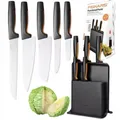Produktbild: FISKARS MESSERBLOCK, 5 KÜCHENMESSER, MESSER, JAPANISCHER EDELSTAHL (HRC 52), NEU