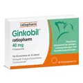 Produktbild: Ginkobil® ratiopharm 40 mg Filmtabletten stärken die Gedächtnisleistung und Konzentrationsleistung* mit dem Extrakt aus Ginkgo biloba, 30 Filmtabletten