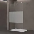 Produktbild: doporro Luxus Duschwand für Dusche Duschabtrennung 100x200cm Walk-In Dusche 8mm ESG-Sicherheitsglas Milchglas-Streifen inkl. Nanobeschichtung Bremen01MS