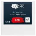 Produktbild: Keilrahmen Leinwand zum Bemalen 10x10 cm – Artina FSC® 10er Set bespannte Keilrahmen Leinwände zum malen für Acrylfarben Canvas 100% Baumwolle – Acryl Leinwand Rahmen