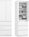 Produktbild: Home Collective Kleiderschrank, Garderobenschrank, Mehrzweckschrank 2-türig mit 3 Einlegeböden & 3 Schubladen | Schrank für Schlafzimmer, Flur oder Büro | Weiß