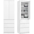 Produktbild: Home Collective Kleiderschrank, Garderobenschrank, Mehrzweckschrank 2-türig mit 3 Einlegeböden & 3 Schubladen | Schrank für Schlafzimmer, Flur o... - Weiß