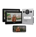 Produktbild: Goliath Basic Video Türsprechanlage, 2 Draht Bus, 2X 7 Monitor, Aufputz Türklingel mit Kamera, Gegensprechanlage mit Türöffner und Klingel, 1 Familienhaus, Plug & Play, Smartphone App, AV-BLS-08A