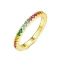 Produktbild: Lisandra Scott Silberring Eternity Ring 925 Silber »Bunte Zirkonia Steine« Regenbogen Rainbow, Ein Ring voller Farbe & Gefühl - funkelnd, bunt, bedeutungsvoll goldfarben 58