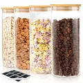 Produktbild: FoiiLiio Vorratsdosen Glas mit Holzdeckel 4er Set 1L Vorratsgläser mit Deckel Rund Aufbewahrungsgläser Küche, Glasbehälter Luftdicht Set Vorratsbehälter Glas für Gewürze, Nuss, Körner, Aufbewahrung