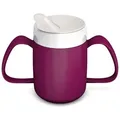 Produktbild: Ornamin Schnabelbecher 2-Henkel-Becher mit Trink-Trick und Schnabelaufsatz/ Trinkaufsatz, 2-tlg., Kunststoff, Trinkhilfe l Alltagshilfe l Schnabeltasse l BPA-frei l Made in Germany lila