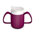 Produktbild: Ornamin 2-Henkel-Becher Pflegebecher mit Schnabelaufsatz für Senioren & Pflegebedarf | brombeer | Trinkbecher | Trinkhilfe | Schnabelbecher | Ergonomischer Becher