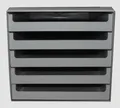 Produktbild: Ablagebox lichtgrau 5 Schubladen offen A4 Schubladenbox 30050909 M&M