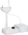 Produktbild: Outsunny Camping Waschbecken Handwaschbecken mit Auffangbehälter für Abwasser 17L Wassertank Spülbecken mit Spender für Flüssigseife Fußpumpe mobil HDPE Grau 83 x 50 x 103 cm