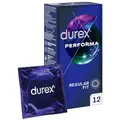 Produktbild: Durex Performa Kondome – Aktverlängernde Kondome mit 5% benzocainhaltigem Gel für länger andauerndes Sexvergnügen – 12er Pack (1 x 12 Stück)