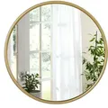 Produktbild: Woltu Spiegel Rund Mit Goldrahmen, Runder Wandspiegel Φ 40 Cm, Moderner Hängespiegel Für Badezimmer Schlafzimmer Wohnzimmer Flur, Dekorativer Schminkspiegel Aus Glas Metall Mdf Haken