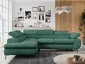 Produktbild: Ecksofa Sofa Grün, Wohnlandschaft L-Form mit Schlaffunktion und Bettkasten, Schlafsofa mit Bettkasten, Sofa mit Einstellbare Kopfstützen, Peter L - Grün Struktur - Links Grün