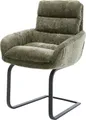 Produktbild: DELIFE Polsterstuhl Abelia-Flex, mit Armlehnen Freischwinger flach Schwarz Chenille Olive