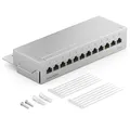 Produktbild: deleyCON CAT6 Patchpanel 12 Port Netzwerk Verteilerfeld geschirmt LSA Lichtgrau