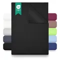 Produktbild: Green Mark Textilien Klassische Bettlaken – Flaches Laken aus 100% Baumwolle, ohne Gummi, hautfreundlich, pflegeleicht, bei hohen Temperaturen waschbar – Schwarz – 180x275 cm