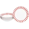Produktbild: Split rot 6er Set Suppenteller 450ml Porzellan 6 Pers Teller tief Pasta Streifen