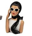 Produktbild: Deko Büste Dame mit schwarzem Tuch und Sonnebrille 28cm Kunststein Formano