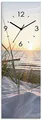 Produktbild: ARTLAND Wanddeko Wanduhr ohne Tickgeräusche Glas Quarzuhr 20x60 cm Rechteckig Lautlos Strand Meer Ostsee Sonne Sonnenuntergang Maritim T9QU