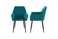 Produktbild: en.casa Esszimmerstuhl (Set), »Hollola« Polsterstuhl mit Armlehnen Samt Türkis