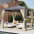 Produktbild: PRIMEYARD Luma 3x3m Hardtop Gartenpavillon, inkl. 4 Seitenteile, champagnerfarben - (300663)