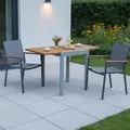 Produktbild: Gardenson Balkontisch, Natur, Silber, Holz, Metall, Akazie, massiv, quadratisch, 75x65x65-130 cm, ausziehbar, Balkonmöbel, Balkontische