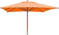 Produktbild: Gastronomie Holz-Sonnenschirm HWC-C57, Gartenschirm, Polyester/Holz 28kg, eckig 4x4m Seilzug stoßsicher terracotta