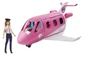 Produktbild: Barbie Flugzeug mit Pilotin Puppe, mit beweglichen Räder und 15x Zubehör inkl. Haustier und Trolley, in rosa, Spielzeug ab 3 Jahre, GJB33