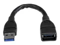 Produktbild: StarTech.com 15cm USB 3.0 Verlängerungskabel - USB 3 Typ A Kabel Verlängerung - Stecker/ Buchse - Schwarz - USB-Verlängerungskabel - USB Typ A (W)
