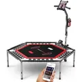 Produktbild: Messe-Neuheit 2020! Smart Fitness Trampolin, inkl. Pulsgurt, Sprungzähler & APP, klappbar, höhenverstellbarer Haltegriff mit Handy- & Flaschenhal... - Schwarz