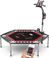 Produktbild: Messe-Neuheit 2020! Smart Fitness Trampolin, inkl. Pulsgurt, Sprungzähler & APP, klappbar, höhenverstellbarer Haltegriff mit Handy- & Flaschenhalterung, HTX100 Indoor Jumping Workout