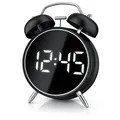 Produktbild: Bearware Digitaler Wecker, Retro Wecker, Retrolook, lauter Alarm, Schlummerfunktion, weißes LED-Display, 3 Helligkeitsstufen, Nachtmodus, kein Ticken, geräuschlos, schwarz-matt