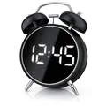 Produktbild: BEARWARE Wecker Digital, rund, Lichtring, Retro, lauter Glockenalarm für Tiefschläfer Einfache Bedienung, Zeit und Datum, Beleuchtet, ohne Ticken, Vintage