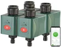 Produktbild: Royal Gardineer Elesion Bewässerung: 4er-Set WLAN-Bewässerungscomputer mit Ventil, App-Wetterdatenabgleich (Steuergerät Garten-Bewässerung, Bewässerungssystem Garten WLAN, Handy)