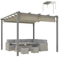 Produktbild: Outsunny Pergola ca. 3x3m Garten Pavillon mit Magnetbefestigung, Terrassendachung aus Aluminium, Gartenpavillon mit verstellbares Dach, Freistehend, UV Schutz 30+, für Terrasse und Garten, Grau