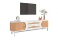 Produktbild: trends for living TV-Schrank TV-Schrank-Natürlicher Holz-Blend TV-Schrank mit Türen und Schubladen TV-Ständer Rattanseiten Aufbewahrungslösung Natürlicher Landhausstil