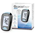 Produktbild: GLUCOFAST Blutzuckermessgerät DUO Maßeinheit in MG, Starterset, Ink. 10 Tetsteifen, 10 Lanzetten und Lanzettiergerät, Blutzucker und Hämatokritwert mit einer Messung bestimmen